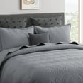 thumbnail image 6 of RUIKASI 3 Pieces Quilt Set Queen Size, Soft Microfiber Lightweight Bedspread Coverlet Bed Cover (Wave Pattern) for All Seasons, Dark Grey, 6 of 7