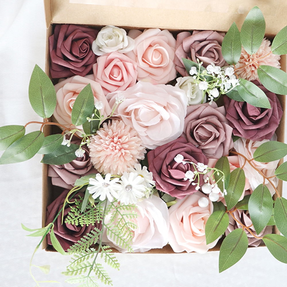 Rose Artificial Flowers Realistic Fake Silk Roses with Stem for DIY ...