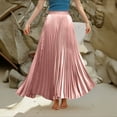 thumbnail image 4 of Yucgh Women's Pleated Solid Color Maxi Skirt with Large Swing, A-line Floor Length Skirt, Casual Flowy Skirt with Elastic Waist,Pink,L, 4 of 8