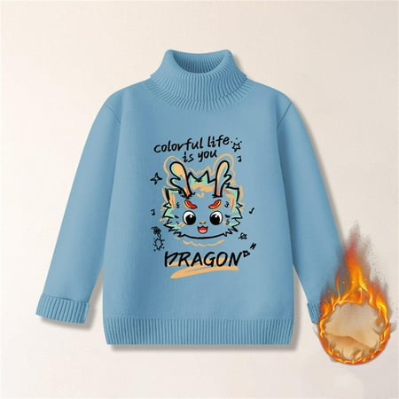

Toddler Boys Sweaters With Thickening Dragon New Year Clothing For Children Autumn And Winter Red Base Knitted Top