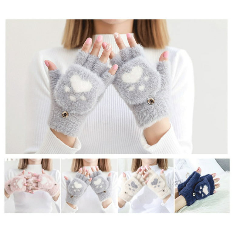 Coxeer Girls Fingerless Gloves Cute Fashion Lovely Winter Gloves with Mitten Covers, Infant Unisex, Size: One size, Pink