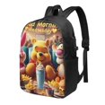 thumbnail image 1 of Mochila de viaje para portátil con diseño de Winnie The Pooh Light Flight, antirrobo con puerto de carga USB, mochila universitaria, gran capacidad para el trabajo, color negro, 17 pulgadas, 1 of 8