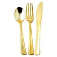 thumbnail image 3 of Smarty 6.25" Shiny Metallic Gold Disposable Plastic Dinner Spoons 600ct, 3 of 6