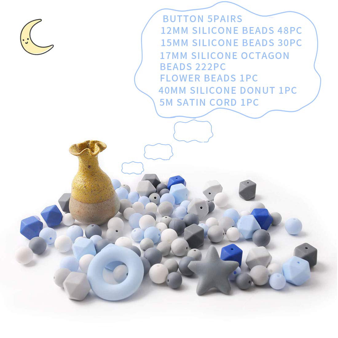 Silicone Beads Bulk 100PC Starry Sky Printing Series Silicone Beads Kit DIY  Jewelry Nursing Necklace Accessories 