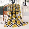 thumbnail image 2 of Black White Stripe Sunflower Pattern Blanket,Comfortable Soft Lamb Wool Throw Blanket,All Season,Warm Lightweight Blankets for Sofa Bed Couch Living Room Chair,40"x50", 2 of 4
