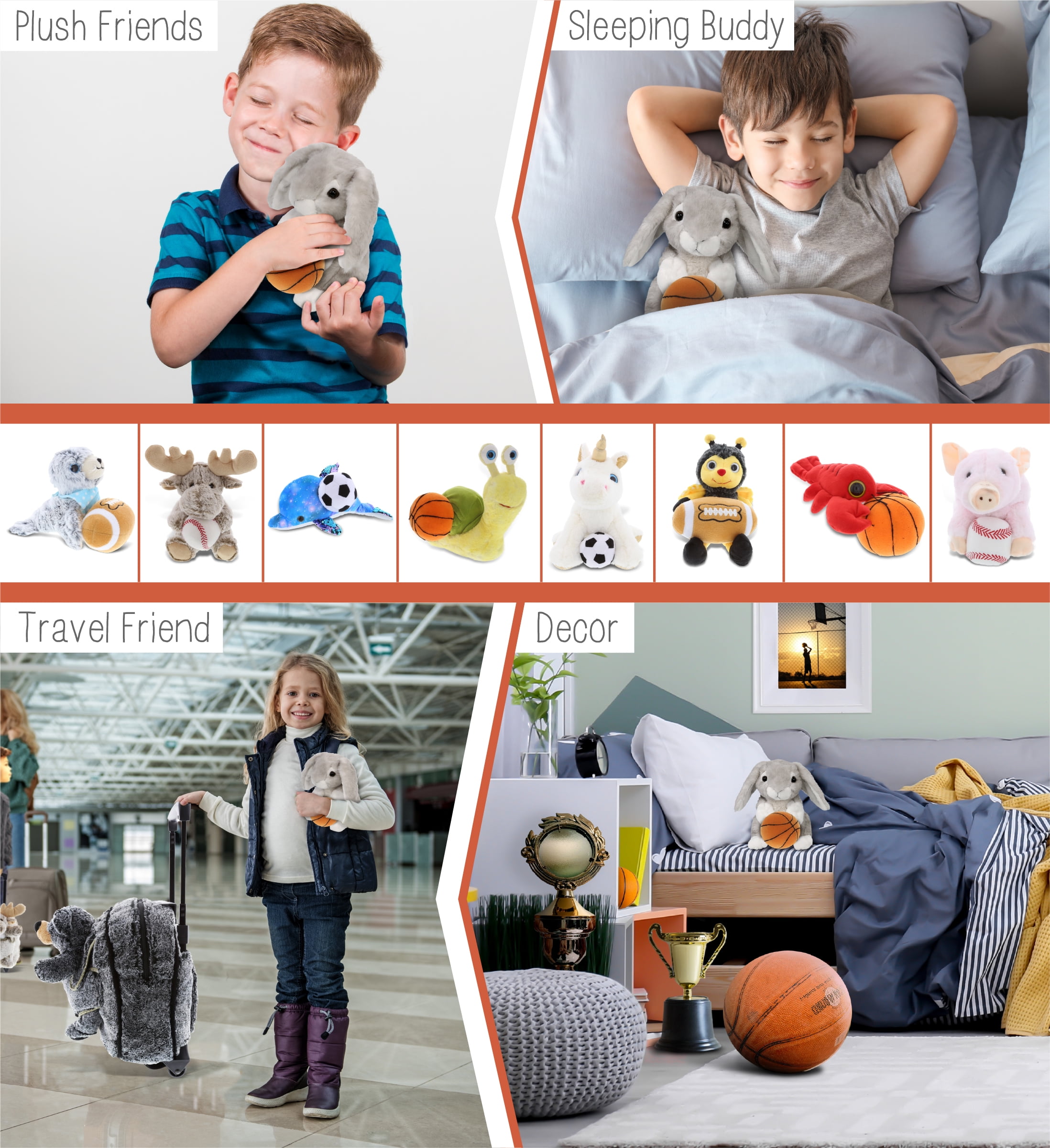 DolliBu Grey Rabbit Stuffed Animal with Basketball Plush – Soft Huggable Rabbit, Adorable Playtime Rabbit Plush Toy, Cute Farm Life Gift, Plush Doll Animal Toy for Kids and Adults – 6.5 Inches