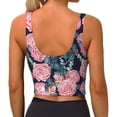thumbnail image 4 of Picia Rose Flowers Sports Bra for Women,Padded Strappy Sports Bras Medium Support Yoga Bra with Removable Cups,Running Yoga Bra-X-Large, 4 of 9