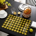 thumbnail image 3 of Black Yellow Plaid Placemats Set of 4, Retro Country Buffalo Check Gingham Placemats for Dining Table, Place Mats for Kitchen Tabletop, Waterproof Wipeable Dining Table Mats Set, 3 of 9