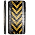 thumbnail image 1 of Compatible with TCL A2 Brushed Metal Texture Silver Guard Hybrid TPU Phone Case Cover (Yellow Arrow Crosshatch), 1 of 1