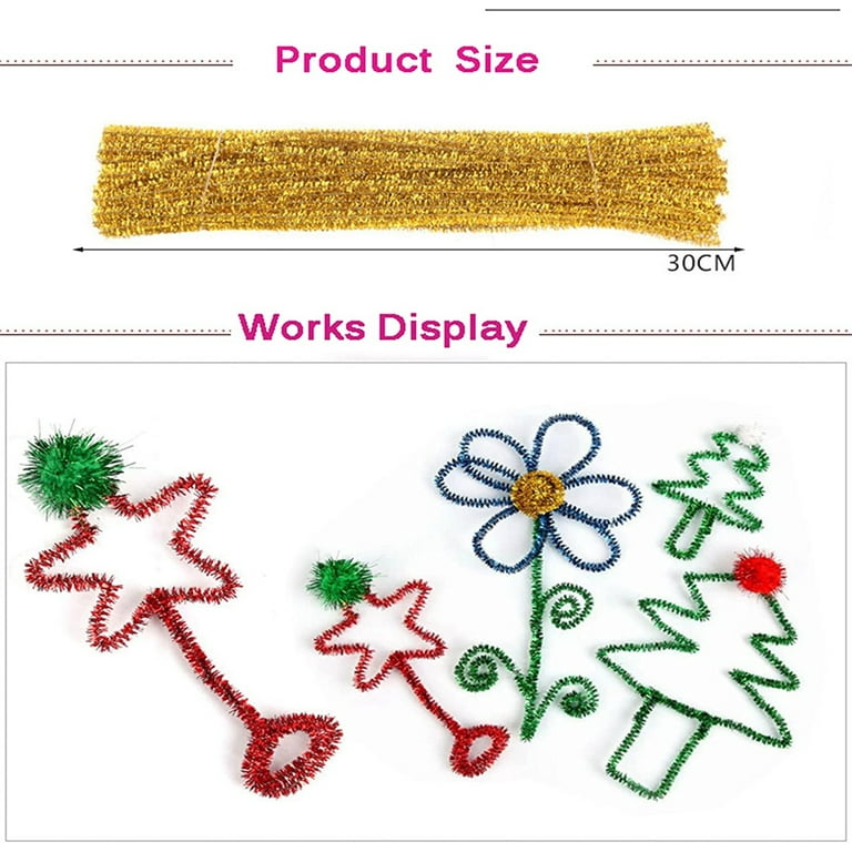500Pcs Glitter Sparkle Pipe Cleaners Tinsel Chenille Stems,13