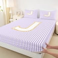 thumbnail image 3 of Feelyou Cartoon Initial Letter Full Size Sheets, Kawaii Monogrammed J Bed Sheets, Dreamy Purple Stripes Sheet Sets, Microfiber Bedroom Decor, 4 Pieces, 3 of 7