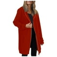 thumbnail image 3 of FAOWME Womens Hooded Coat With Pockets Long Sleeve Solid Color Drawstring Zipper Mid Length Warm Jackets For Fall Winter,Red,Xxxxxl, 3 of 6