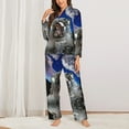 thumbnail image 2 of Pajama Sets for Women 2 Pcs, Astronaut in Outer Space Button Down Long Sleeve Sleepwear Lounge PJ Sets, 2 of 6