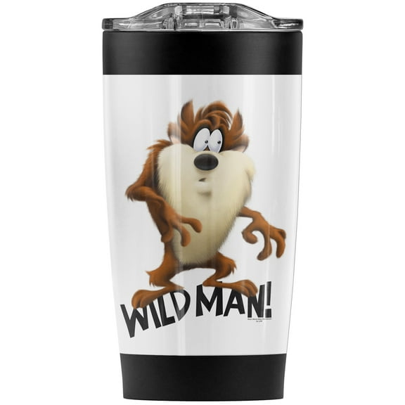 Looney Tunes Taz Wild Man Stainless Steel Tumbler 20 oz Coffee Travel Mug/Cup, Vacuum Insulated & Double Wall with Leakproof Sliding Lid | Great for Hot Drinks and Cold Beverages