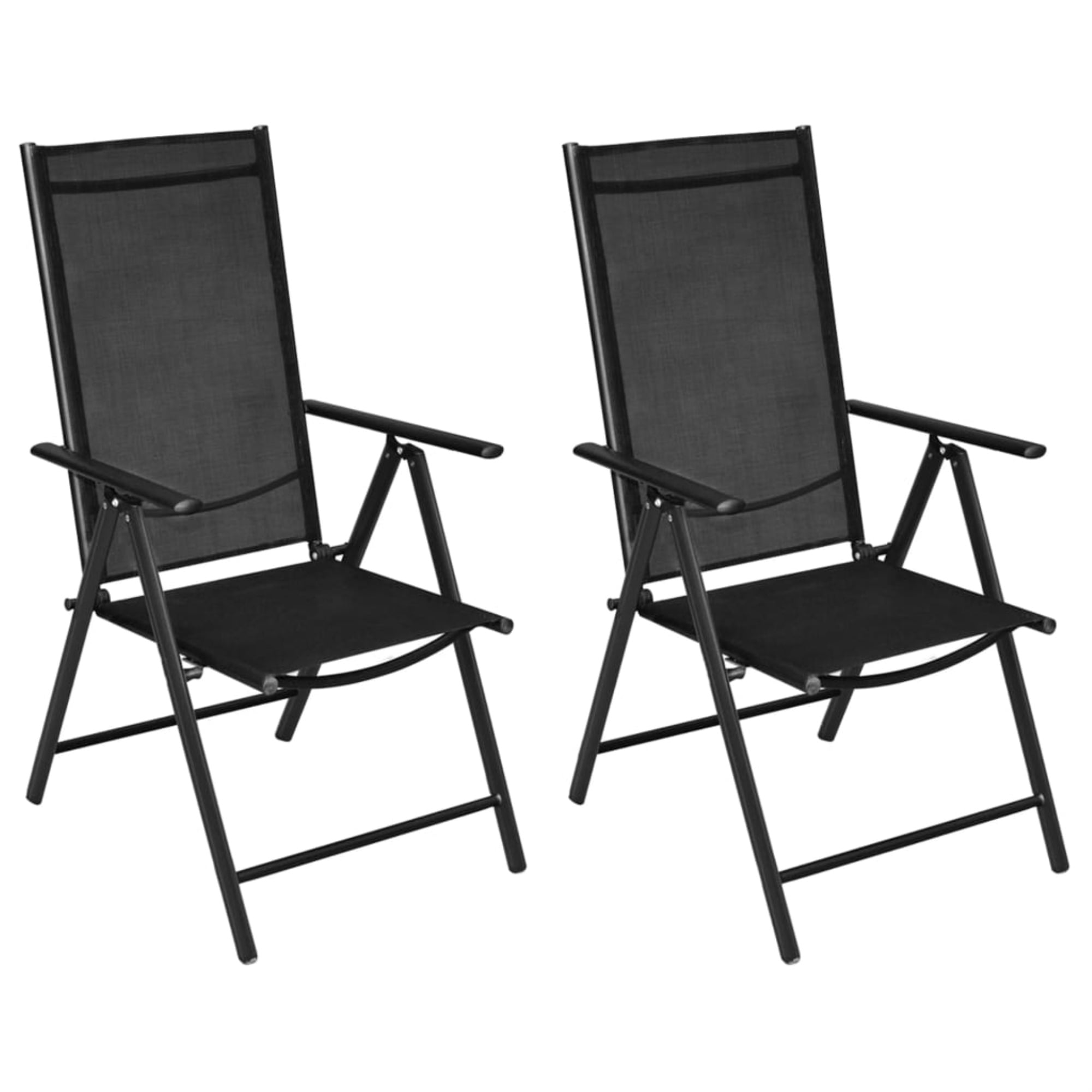 vidaXL 4x Camping Chairs Aluminum Folding Gray Reclining Camp Outdoor Seat✓ 
