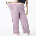 thumbnail image 4 of Defitshape Women's Plus Size Cotton Pajama Pant Summer Sleep Bottoms Soft Cool Comfy Stretch Fall Lounging Spring Loose Casual Loungewear Purple 3X-Large, 4 of 5
