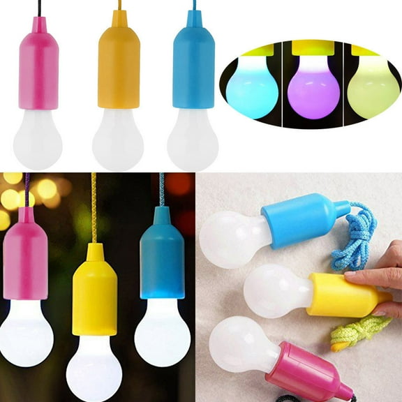 Portable Auto color-changing LED Pull Cord light Battery-operated Bulb Outdoor Garden Camping Emergency Hanging LED Light Lamp
