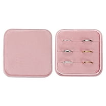 Large Ring Box, Velvet 3 Slot Ring Tray Boxes Holder Display Jewelry Tray, Pink