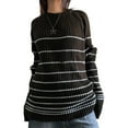 thumbnail image 3 of Qiylii Women's Y2K Striped Pullovers Sweater Oversized Vintage Knitted Sweater Kawaii Preppy Grunge Knitwear, 3 of 5
