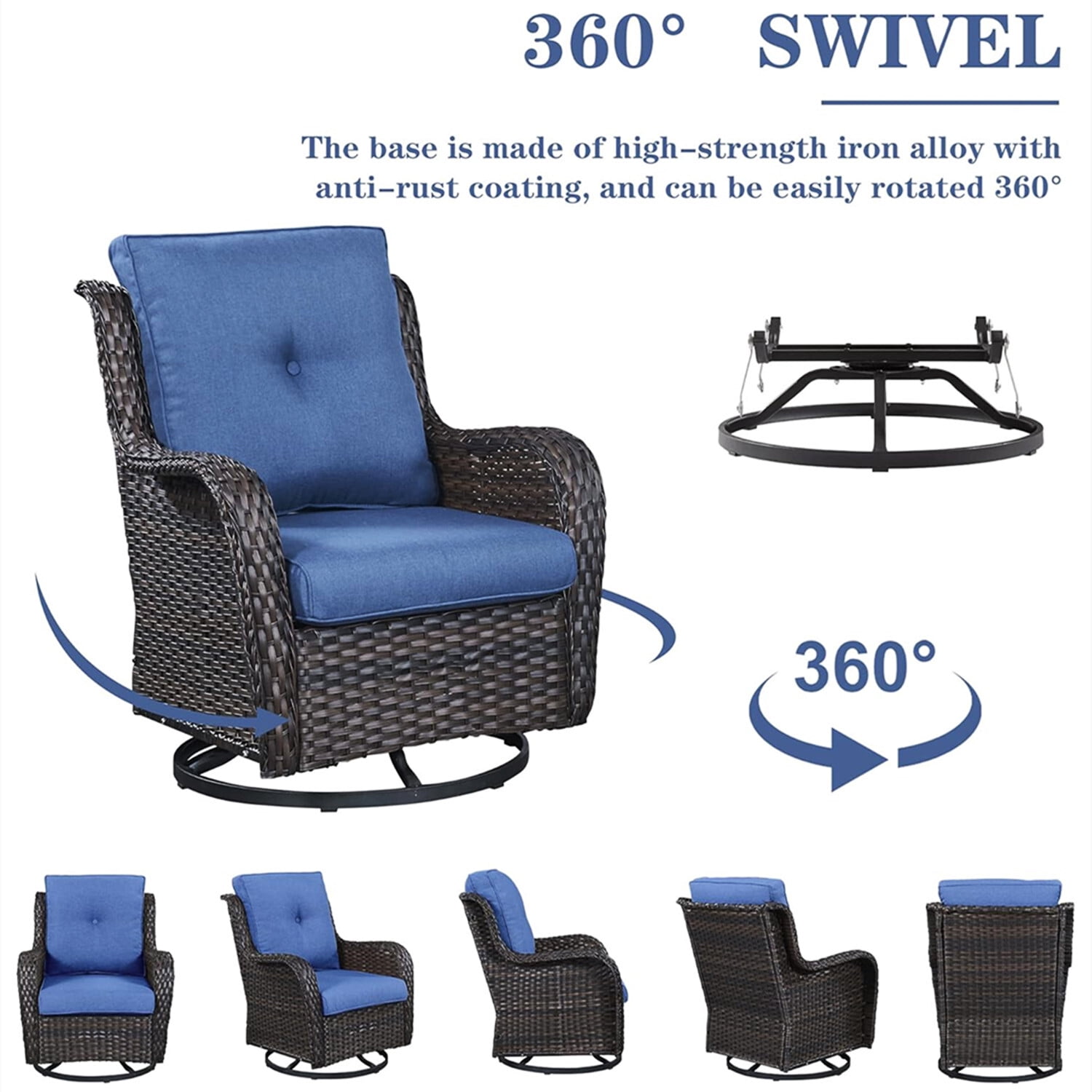 Bellefurn 7 Piece Outdoor Wicker Patio Furniture Set with Swivel Rocking Chairs,Outdoor Sectional Sofa Set L-Shaped Sectional Sofa with Ottomans,Rattan Conversation Set for Backyard Porch Garden