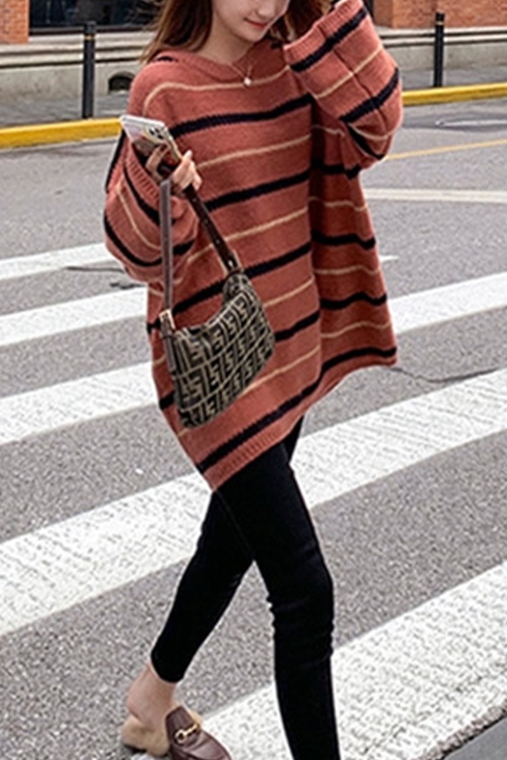 Junior Loose Fit Striped Pattern Long 