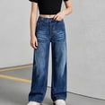 thumbnail image 5 of Lumosvexa Girls Jeans Pants, Wide Leg with Pockets Elastic Waist Summer Casual Trendy Denim Pants Blue 10-12, 5 of 9