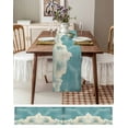 thumbnail image 6 of Light Blue Cloudy Sky Burlap Cotton Table Runner 13x90 Inches Long, Modern Retro Clouds Scenery Farmhouse Table Runners, Outdoor Dining Tablecloths Decor for Baby Shower/Party/Wedding, 6 of 6