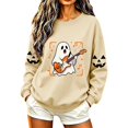 thumbnail image 3 of TKLPEHG Halloween Sweatshirts for Women Cute Guitar Ghost Graphic Fall Sweatshirt Fashion Crewneck Long Sleeve Casual Vintage Pullover (Beige,XS), 3 of 8
