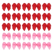60 Pcs Mini Ribbon Bow 3/4" Mini Fabric Satin Ribbon Flower Bows for Craft DIY Sewing Wedding Birthday Party, Rose Red/Red