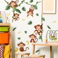 thumbnail image 1 of Calcomanía de pared con dibujo de mono de vid, calcomanía para dormitorio infantil, arte de guardería para bebés, decoración extraíble de jungla, 1 of 4