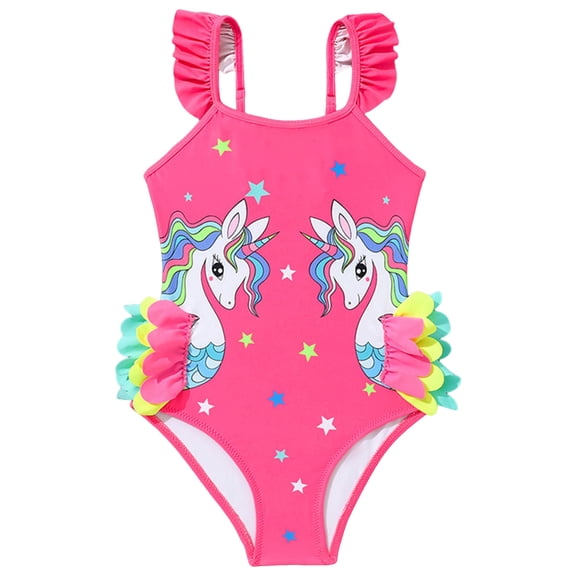 Caqnni Girls Swimsuit Baby Top Toddler Swimsuit Childrens Bikini Swimsuit Swimwear Suit for Summer Vacation 2-3 Years Hot Pink