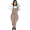 thumbnail image 2 of Loose Fit Jumpsuits with Pockets Bib Pants (M, White), 2 of 6