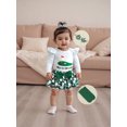 thumbnail image 3 of Gzhioc Infant Baby Girl Fall Outfit 0 3 6 12 18 Months Golf Letter Print Long Sleeve Romper Layered Ruffled Skort Stockings and Bow Headband, 3 of 9
