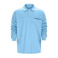 thumbnail image 3 of TANYSU Mens Fashion Casual Simple Solid Color Button Long Sleeve Tops Polo Shirt Athletic Classic Work Basic Collared Pullover Shirts XXXL, 3 of 8