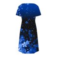thumbnail image 5 of GaThRRgYP Women's Summer Dress-Round Neck Short Sleeves,Women's Fashion Summer Print Short-sleeved V-neck Casual Dress Dark Blue L, 5 of 8
