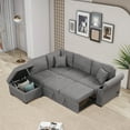 thumbnail image 2 of Euroco L-Shape Sofa Bed with Storage Ottoman and Hidden Arm Storage, Sectional Sofa Sleeper with USB Port for Living Room Apartment, Dark Gray, 2 of 9