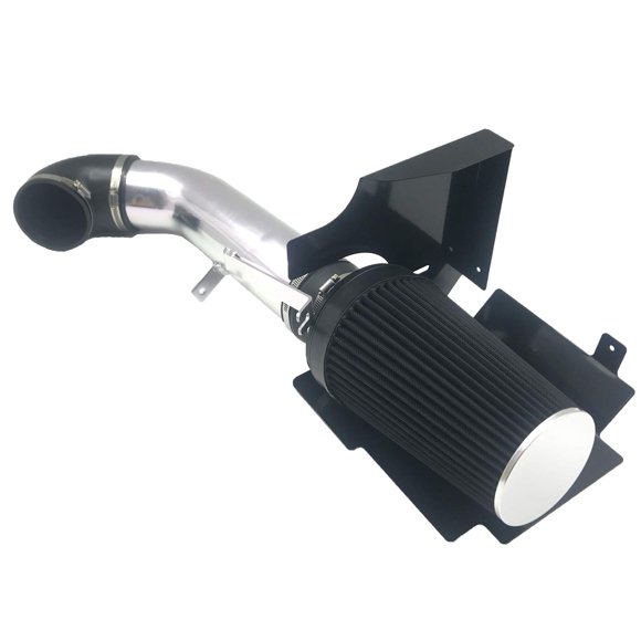 4 Inch Performance Cold Air Intake Filter Kit with Heat Shield for 99-06 GMC/Chevy V8 4.8L 5.3L 6.0L Silverado 1500 2500 3500 (Silver & Black)