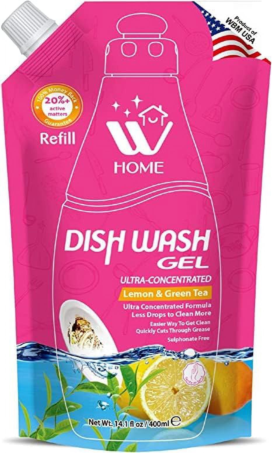 Dish Wash Gel Soap Gift Set, Ultra Grease Fighting Power, Blood Orange, Lemon and Green Tea, Dish Soap Liquid – Pack of 4