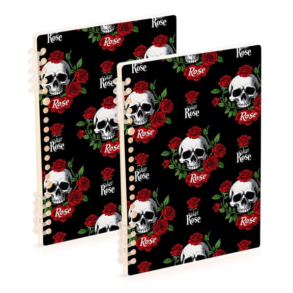 joogoo Spiral Journal Notebook Skulls Roses Pattern College Ruled Notebooks 8.3" x 5.7" 2 PCs