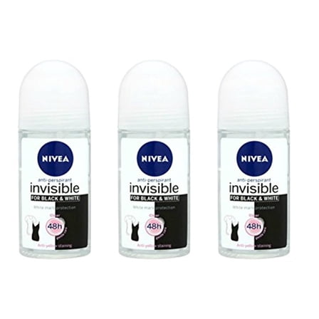Nivea for Women Deodorant Roll On 1.69 oz - 3 Pack Invisible B&W Clear