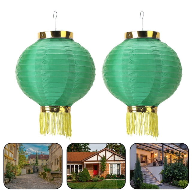 2 uds bola de linterna redonda china decoración colgante de boda de Año Nuevo (B verde)