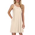 thumbnail image 3 of JIAYUE Women's Dress Solid Color Sleeveless O-Neck Casual Relaxed Fit Beach Mini With Pockets Front Pleats Vacation Everyday Wear Basic Sundress Classic Female Dresses, 3 of 8