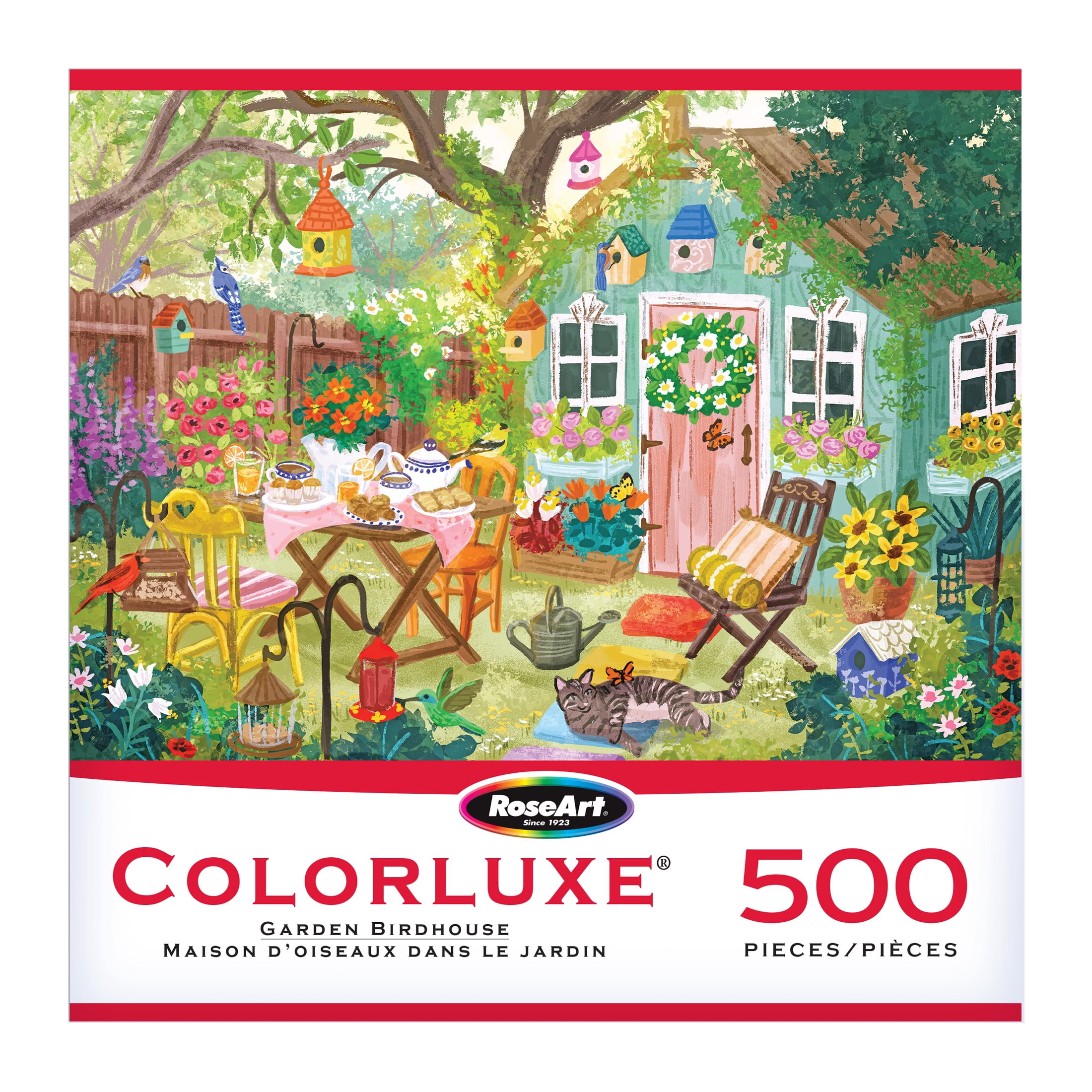 RoseArt Colorluxe 500-Garden Birdhouse Adult Interlocking Puzzle