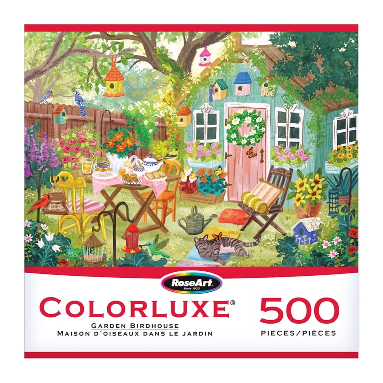 RoseArt Colorluxe 500-Garden Birdhouse Adult Interlocking Puzzle
