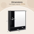 thumbnail image 3 of Costway Bathroom Wall Cabinet with Mirror, Single Door, 3 Open Shelves & Adjustable Shelf Black, 3 of 10
