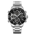 thumbnail image 2 of Reloj de cuarzo digital para negocios, para hombres y mujeres, con correa de acero inoxidable, resistente al agua hasta 30 metros, función de fecha y alarma, elegante reloj de pulsera formal., 2 of 9