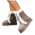 thumbnail image 5 of YLYL Women Platform Snow Boots Lace up Warm Cozy Fur Lined Round Toe Winter Boots, 5 of 9