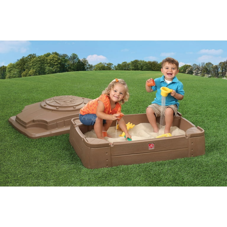 Step2 Play and Store Sandbox Brown Plastic Kids Outdoor Toy Step2 Play and Store Sandbox Brown Plastic Kids Outdoor Toy