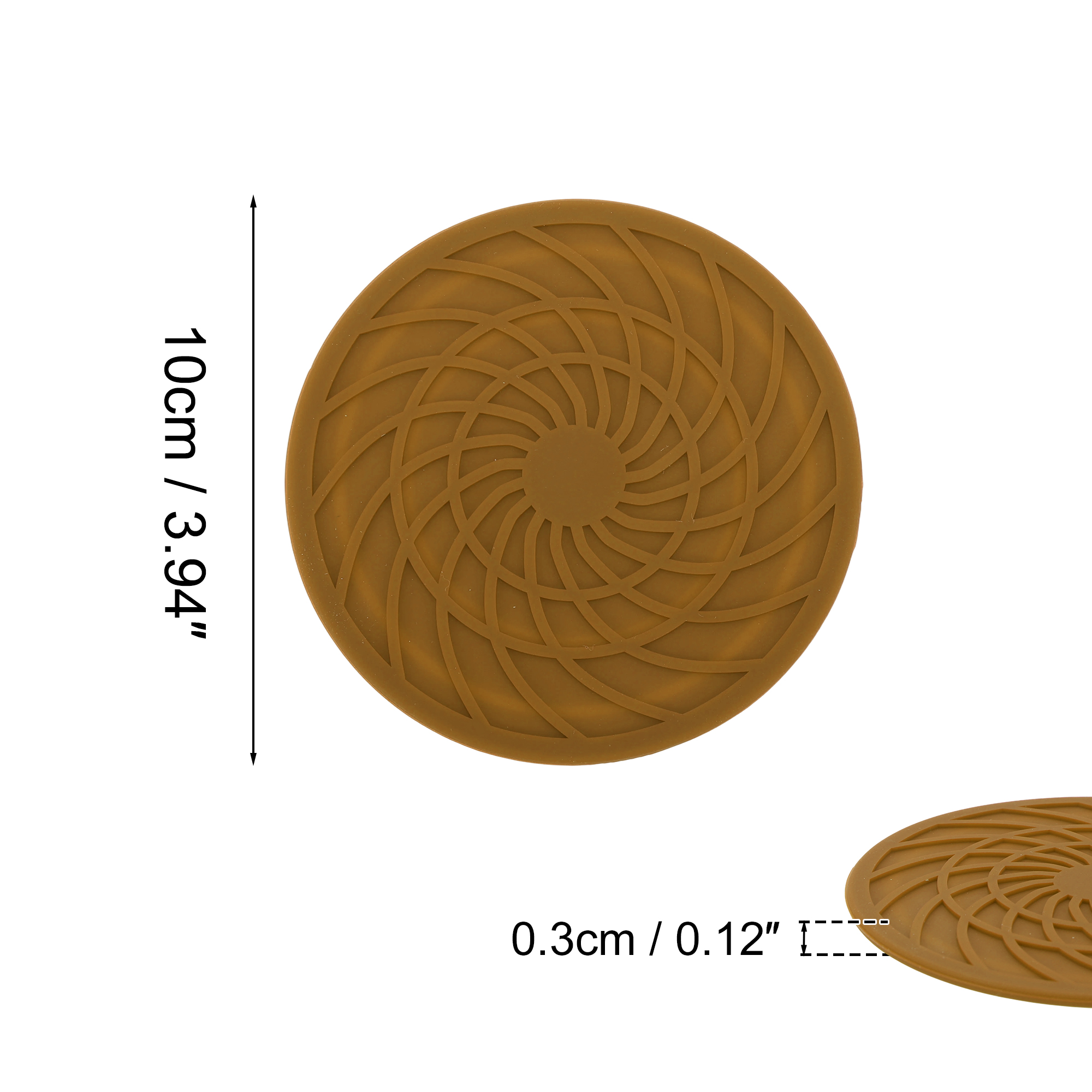 Unique Bargains Round Drink Coaster Set Yellow Brown