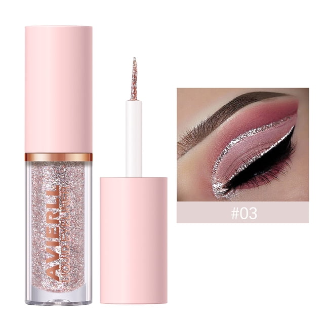 Fiudx Delinear Ojos Brillantes, Lápiz de Sombras Líquidas Perlado, Pincel Maquillaje de Punta Suave, Potenciador de Ojos Resistente Al Sudor, Uso Profesional Diario, Tendencia de Moda Femenina, Tamañ
